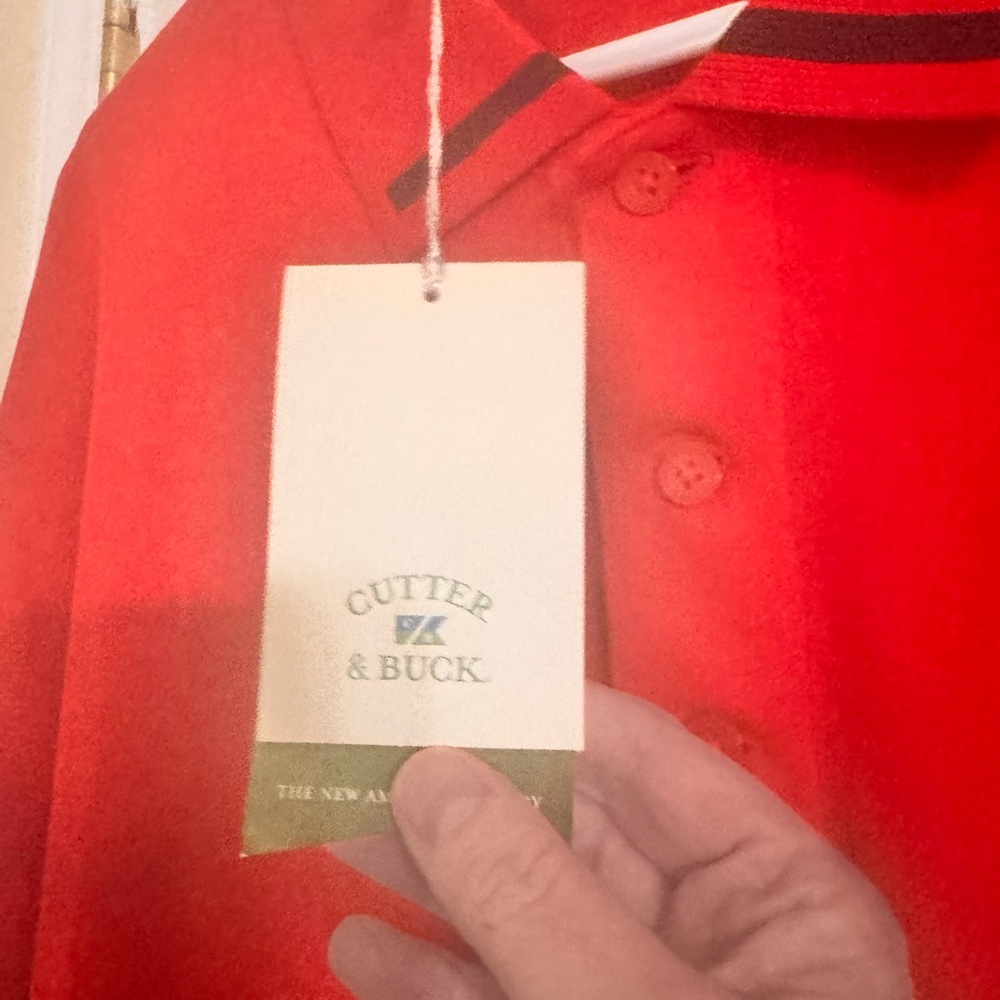 Cutter & Buck Red with black accents on collar and sleeves. Polo Size XL - Picture 2 of 16